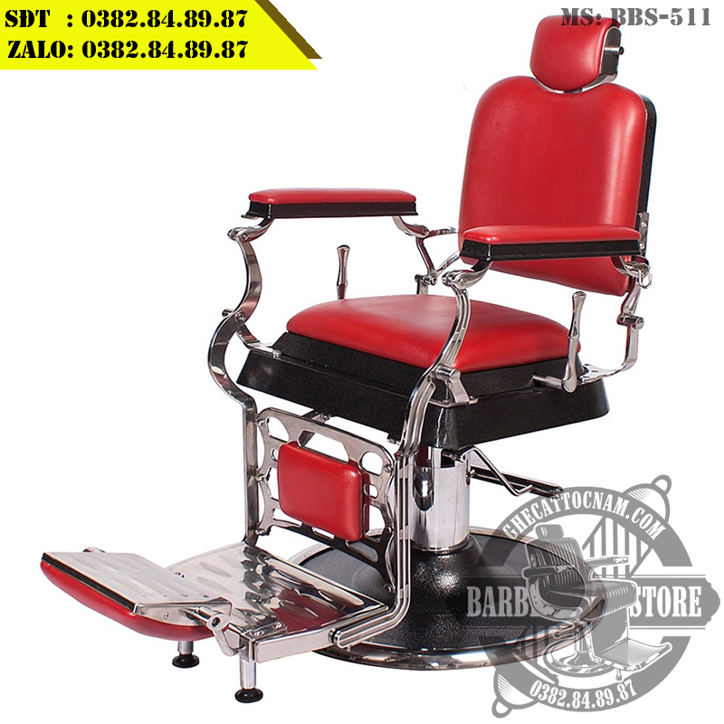 Ghế cắt tóc cao cấp BBS-511 mẫu đỏ