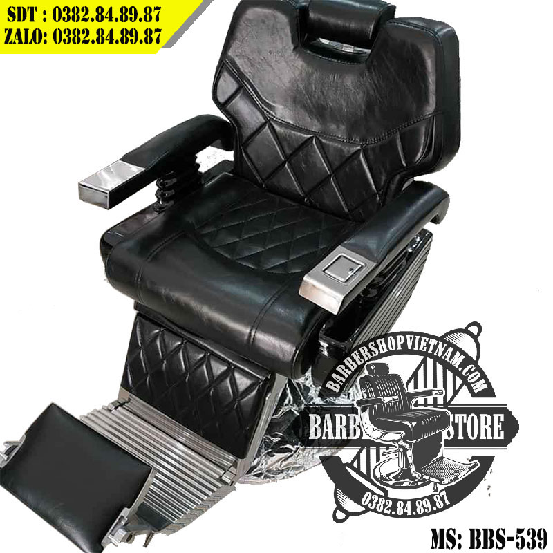 Ghế cắt tóc ngả lưng tay inox GDCT02 da màu đen giá tại xưởng ngoại
