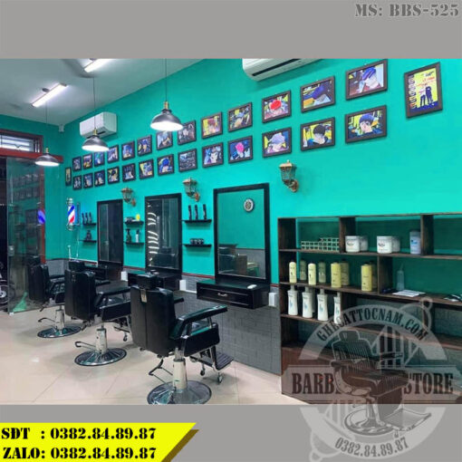 Ghế BBS-525 giá rẻ khi kết hợp với gương kệ barber tại tiệm